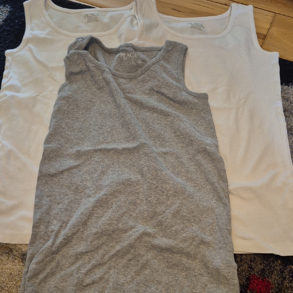 Place White and Gray Kids Tank Tops